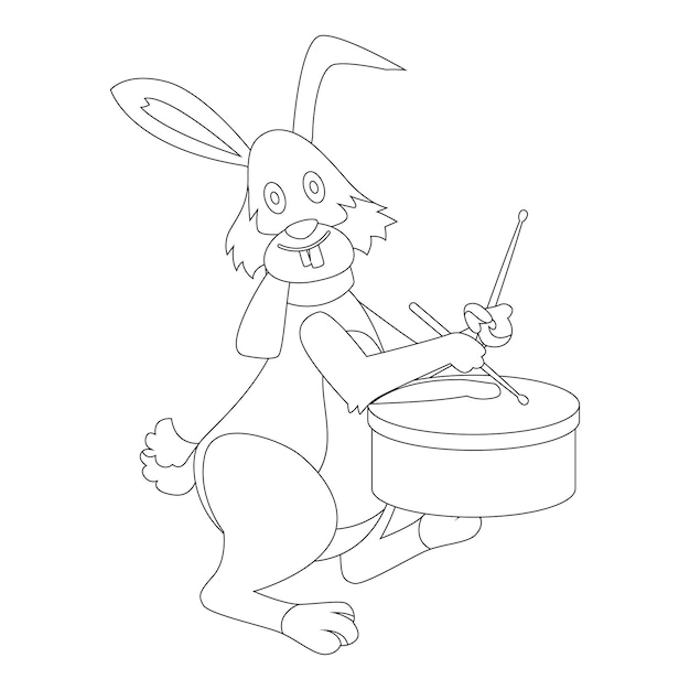 Premium vector cute baby animals coloring pages for kids with musical instrument premiumvector