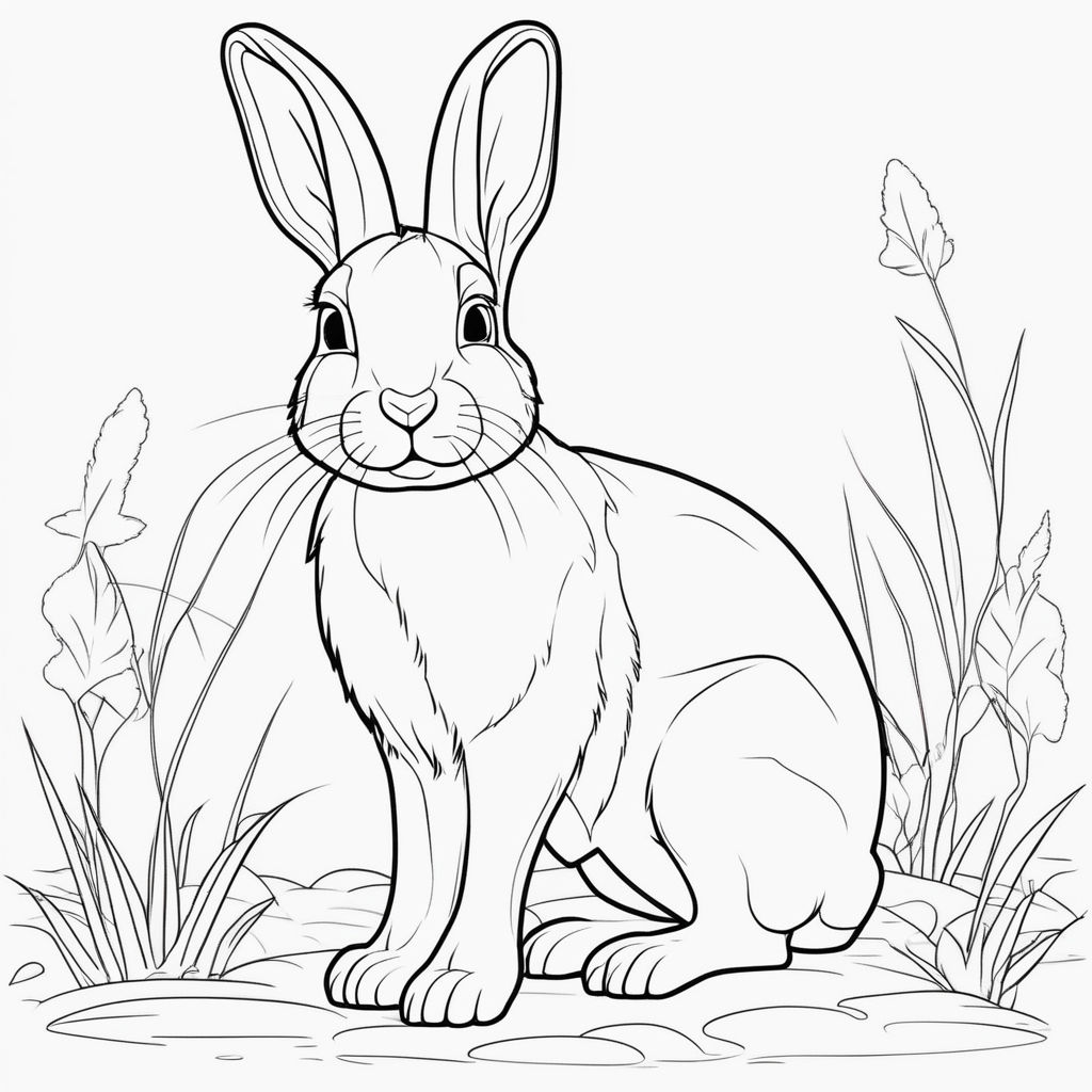 Rabbit with a detailed illustration with white background