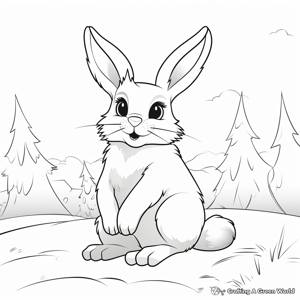 Realistic rabbit coloring pages