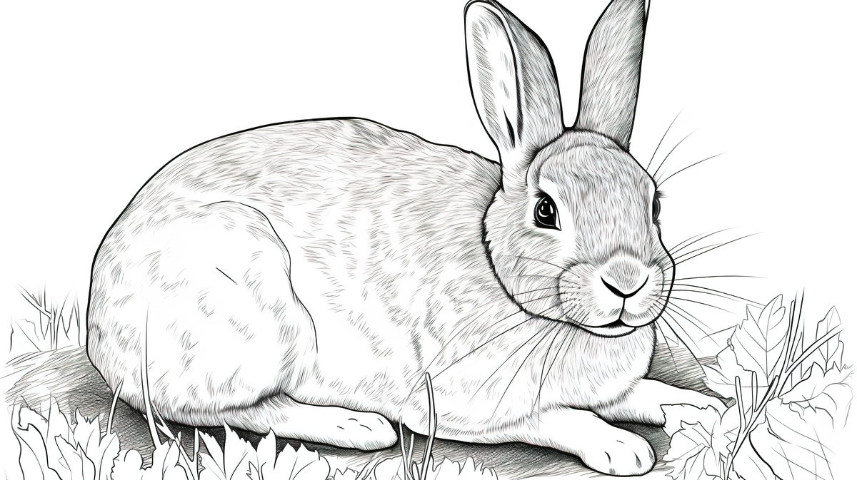 Rabbit lying down in grass coloring background rabbit colouring pictures background image and wallpaper for free download