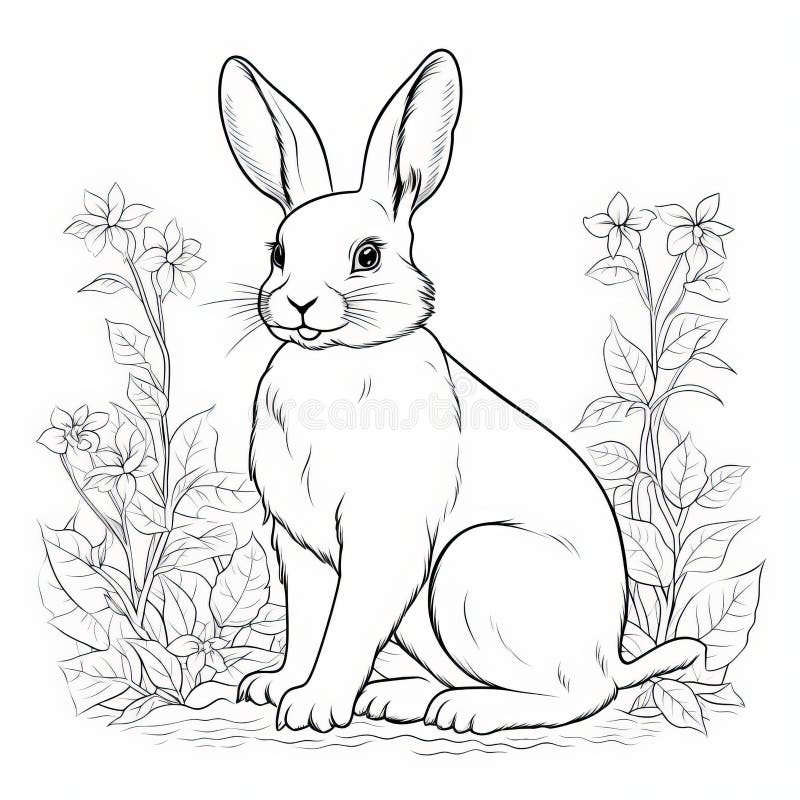 Rabbit coloring pages stock illustrations â rabbit coloring pages stock illustrations vectors clipart