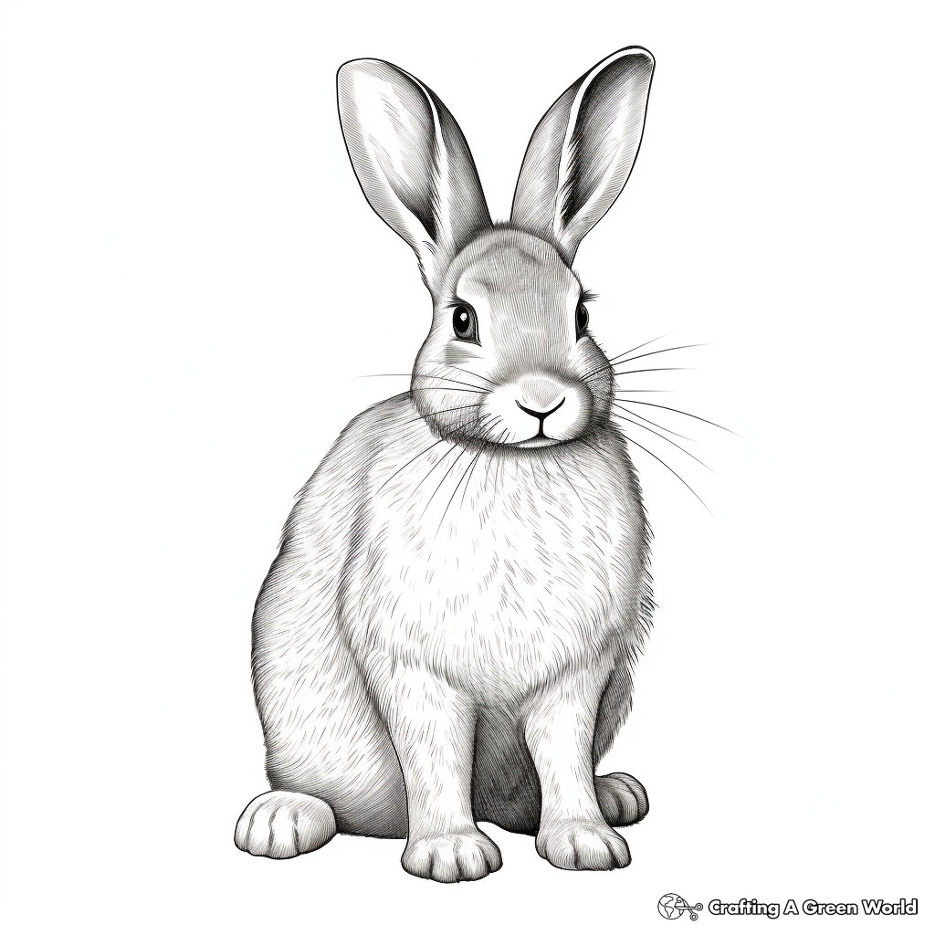 Realistic rabbit coloring pages