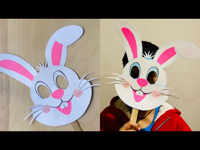 Easter bunny paper mask easter bunny party props easter party diy bunny craft ideas