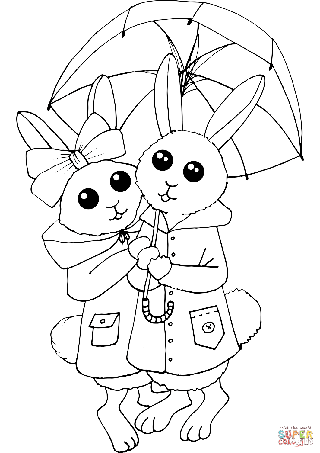 Rabbit love couple coloring page free printable coloring pages