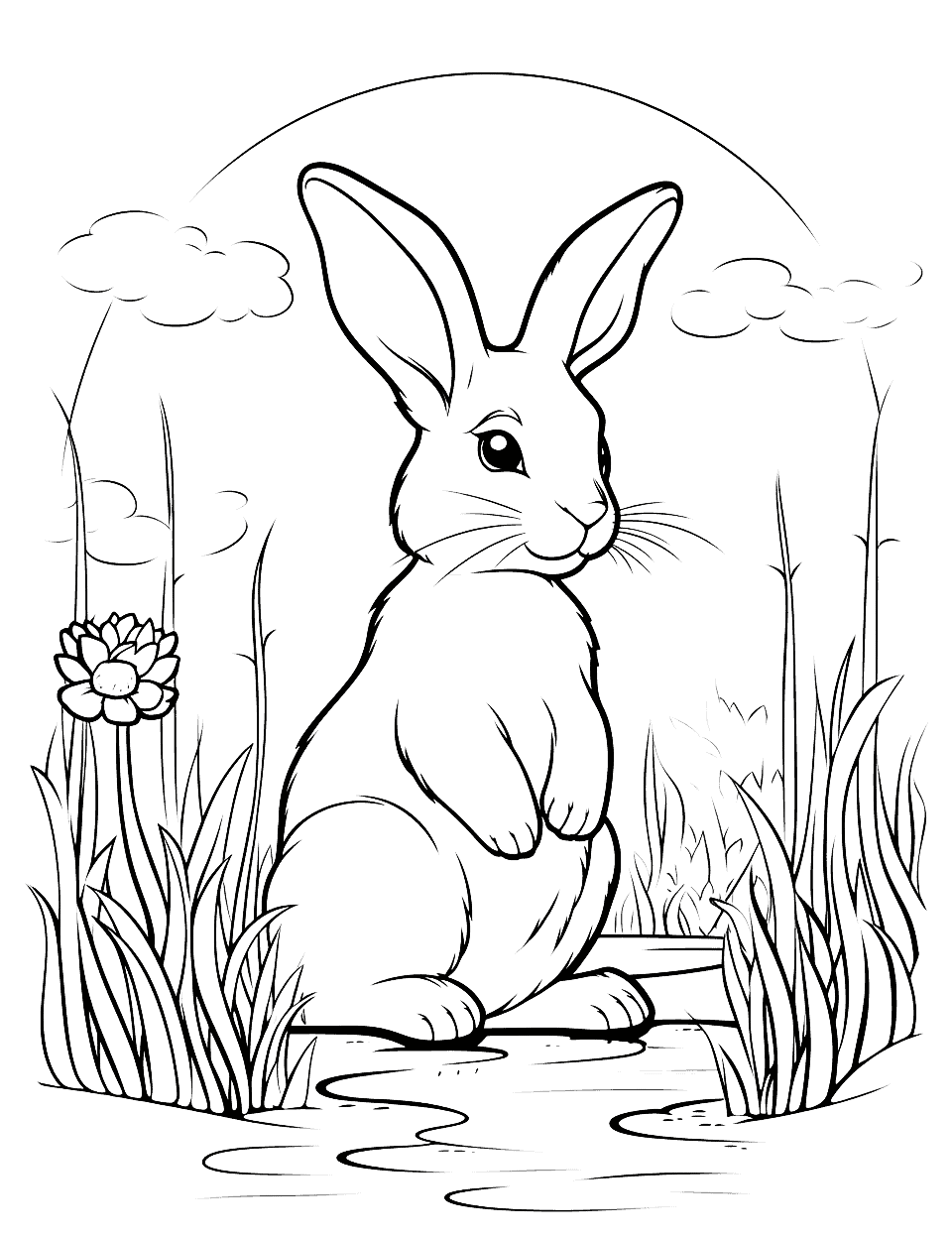 Rabbit bunny coloring pages free printables