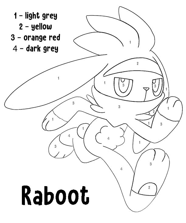 Raboot color by number pokemon pokemon coloring pages pikachu coloring page coloring pages