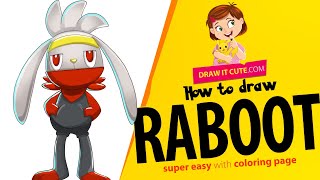 How to draw pokemon raboot super easy with coloring page