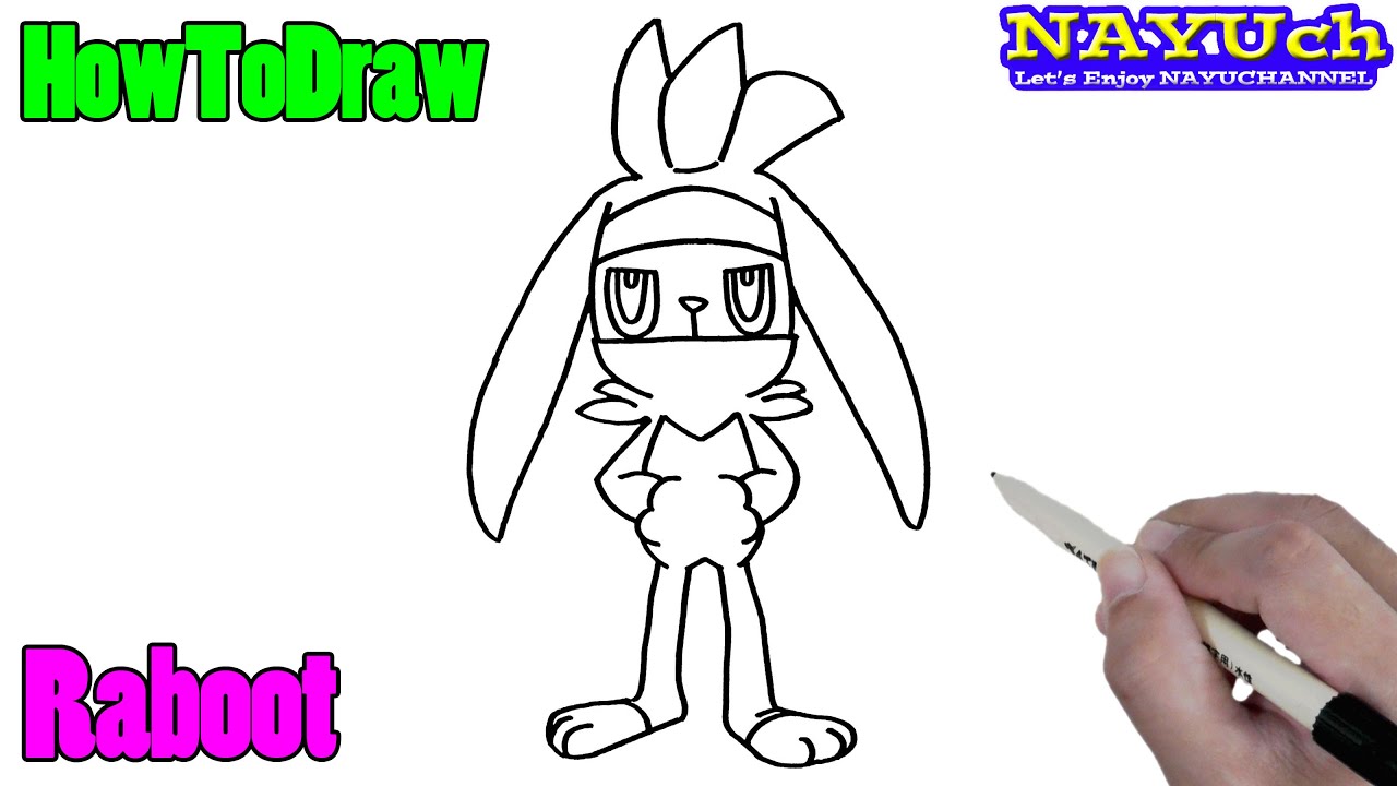 How to draw pokemon raboot easy drawing step by step