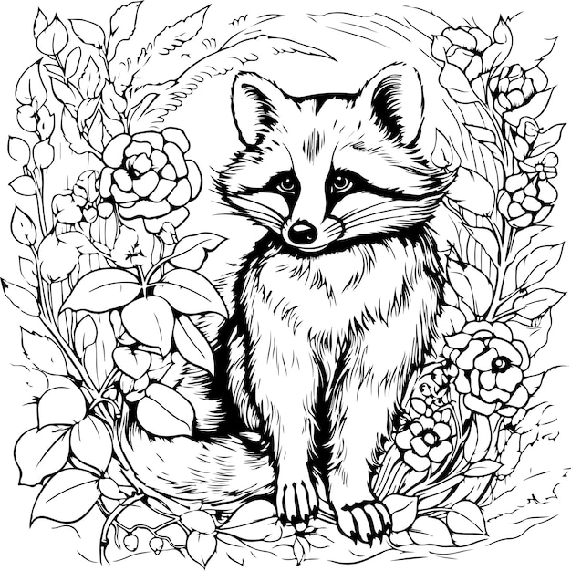 Premium vector raccoon coloring page