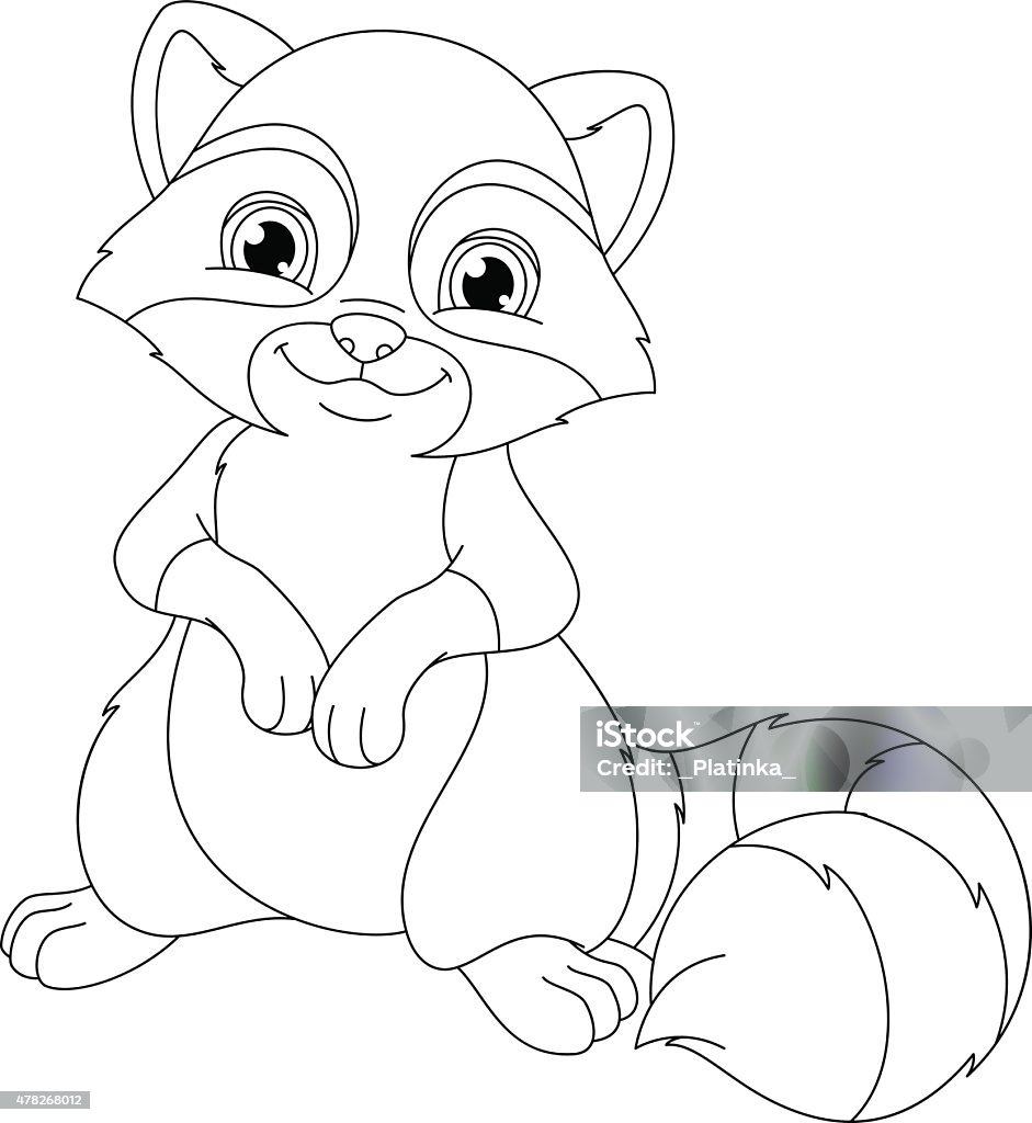 Raccoon coloring page stock illustration