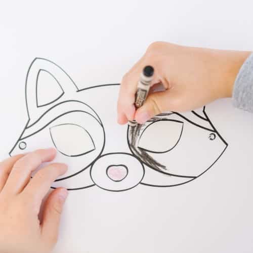 Raccoon mask animal coloring craft