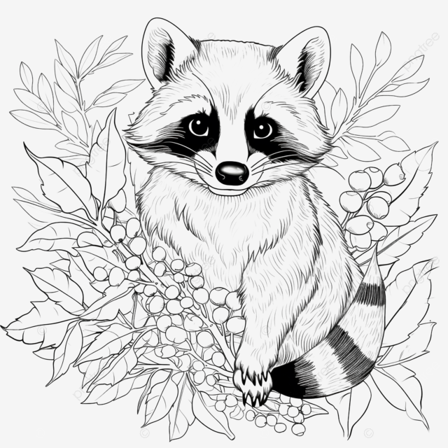 Coloring book with a cute raccoon with twigs decoration christmas coloring pages christmas coloring animal doodle png transparent image and clipart for free download