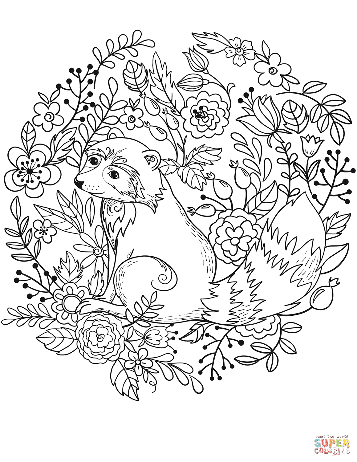 Raccoon coloring page free printable coloring pages