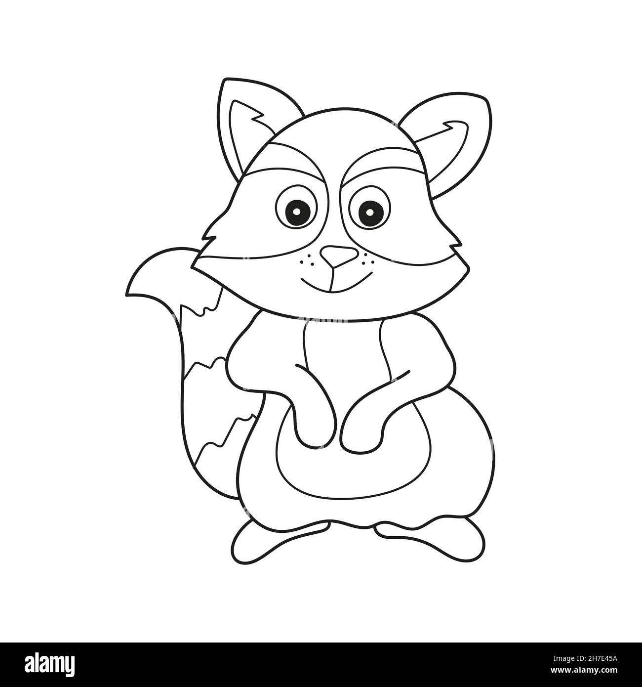Simple coloring page forest animal raccoon doodle cartoon simple illustration kids drawing style coloring page stock vector image art