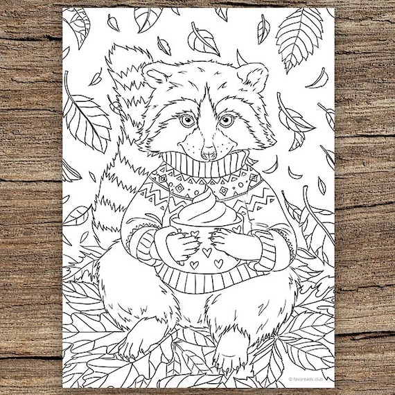 Raccoon printable adult coloring page from favoreads coloring book pages for adults and kids coloring sheets colouring designs