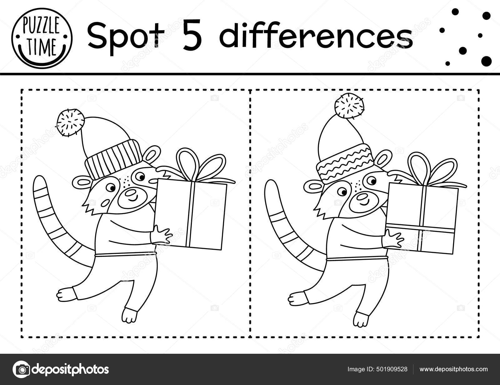 Christmas find differences color game children winter educational activity funny stock vector by lexiclaus