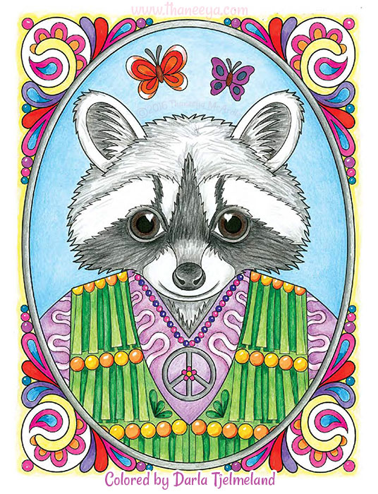 Hippie animals coloring book by mcardle â