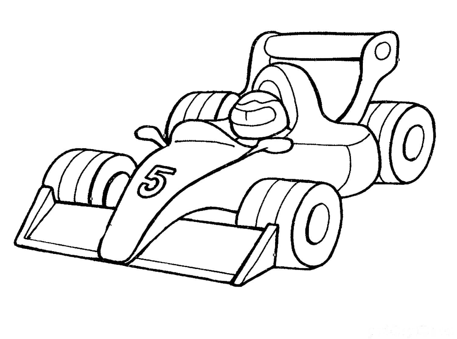 Race car with number five coloring page