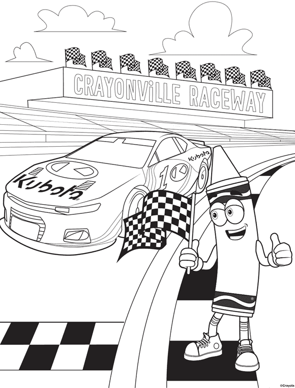 Racecar at crayonville raceway coloring page