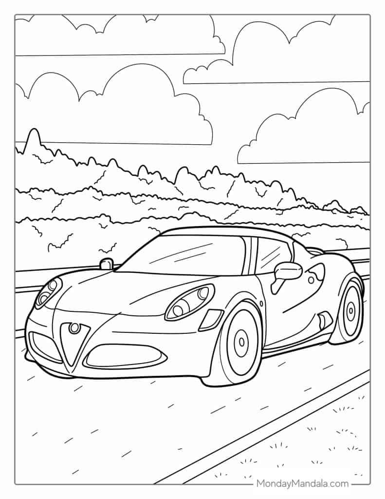 Car coloring pages free pdf printables