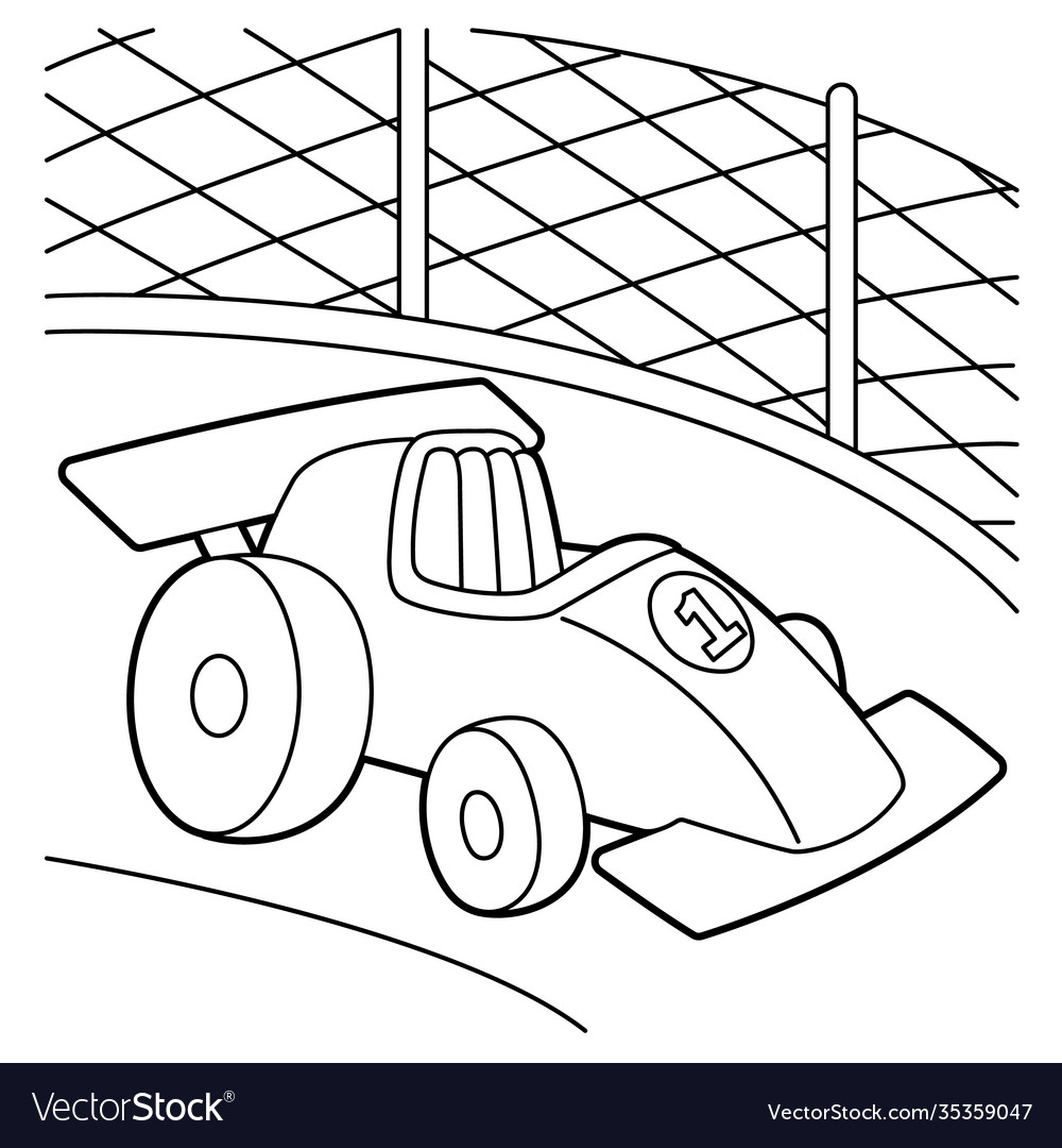 Racecar coloring page royalty free vector image