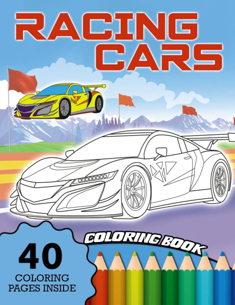 Racing cars coloring book collection of painting pages for kids teens and adults including wonderful illustrations of cars lee ben books