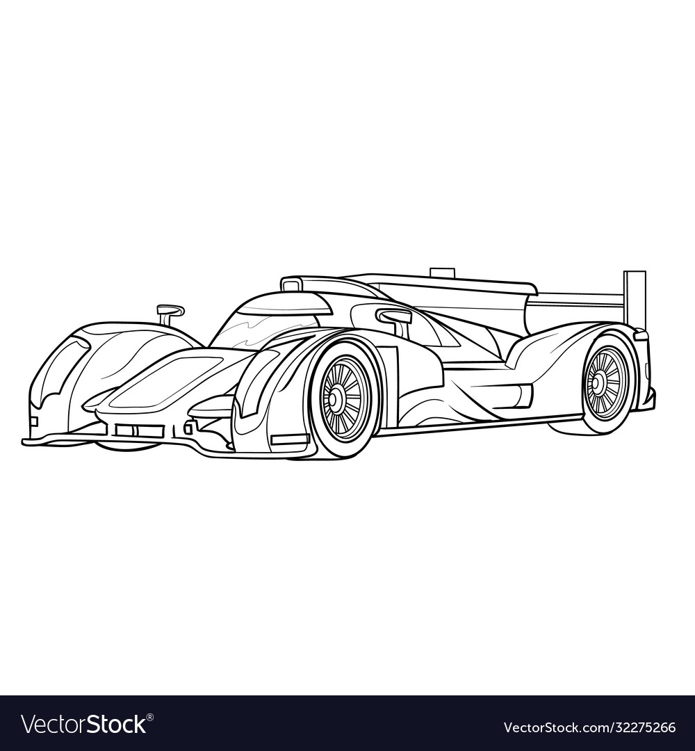 Racing car sketch ship coloring book isolated vector image