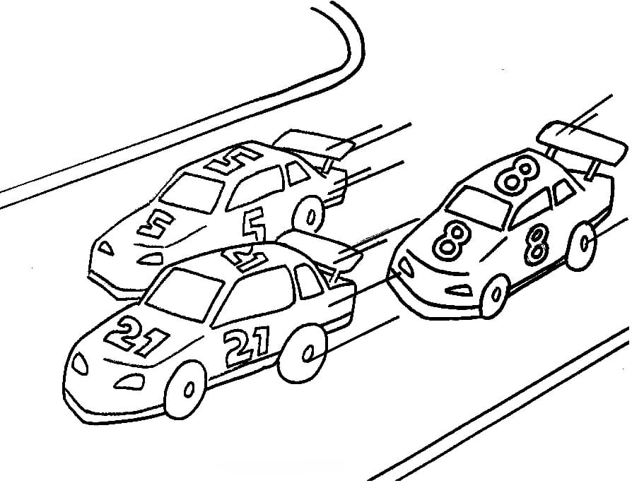 Race cars coloring page