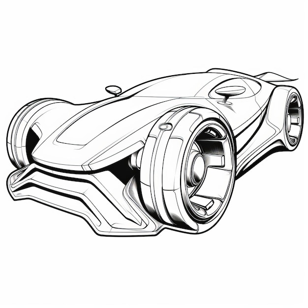 Premium ai image futuristic speedfest a vibrant cartoon coloring page of a race car with bold lines and minimalistic