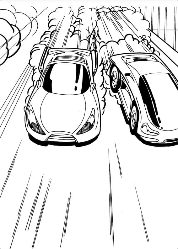 Hot wheels race cars coloring page