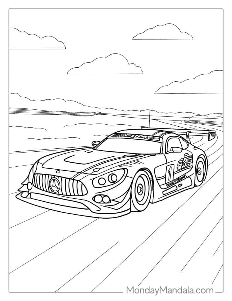 Race car coloring pages free pdf printables