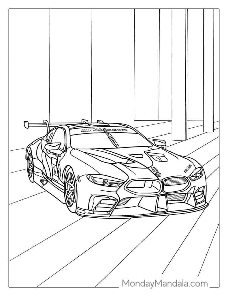 Race car coloring pages free pdf printables