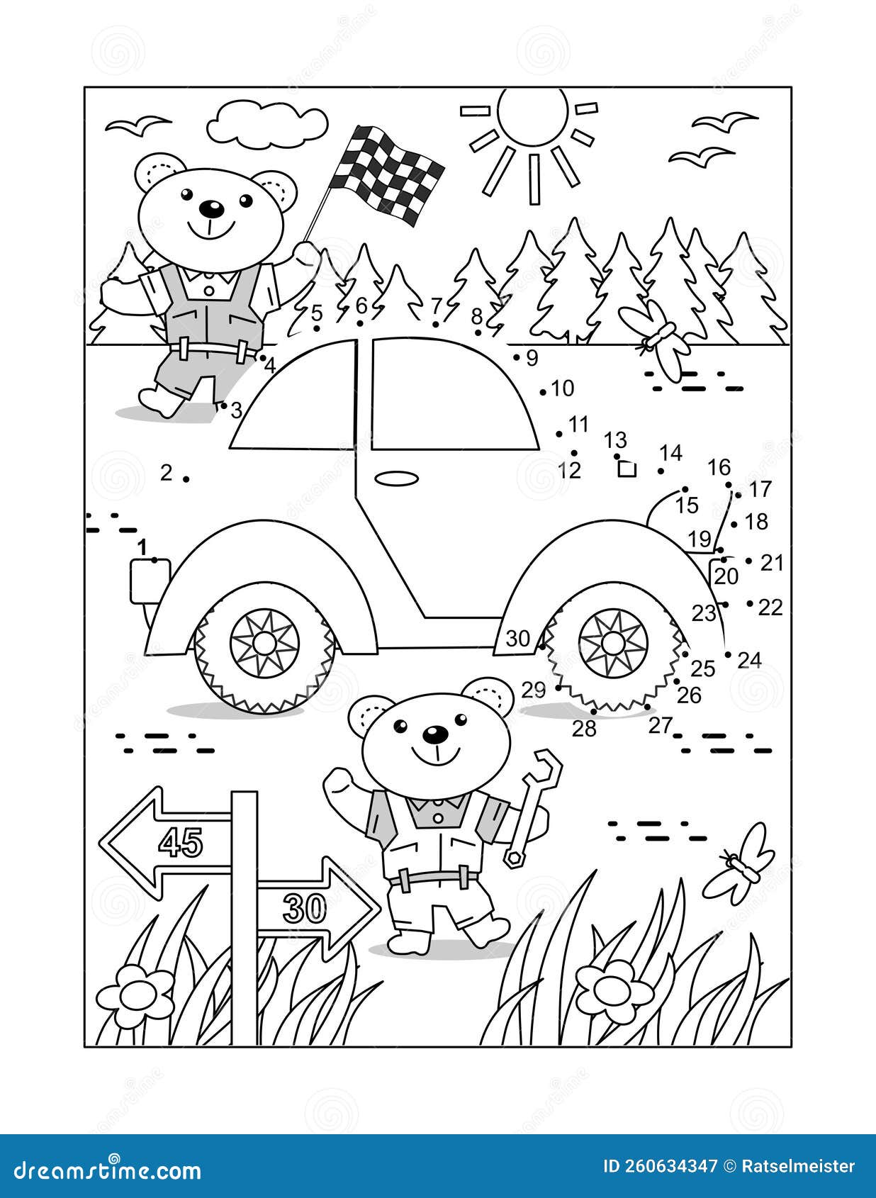 Bear mechanics at car race dot