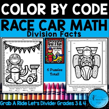 Division math color by number code race car rd th grade coloring sheets