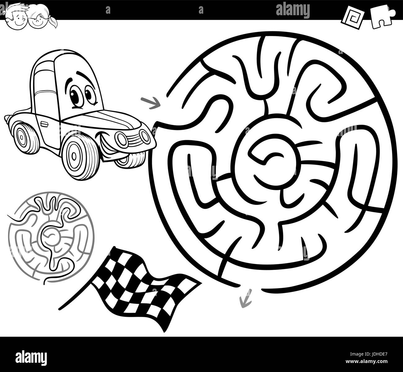 Car shape puzzle black and white stock photos images