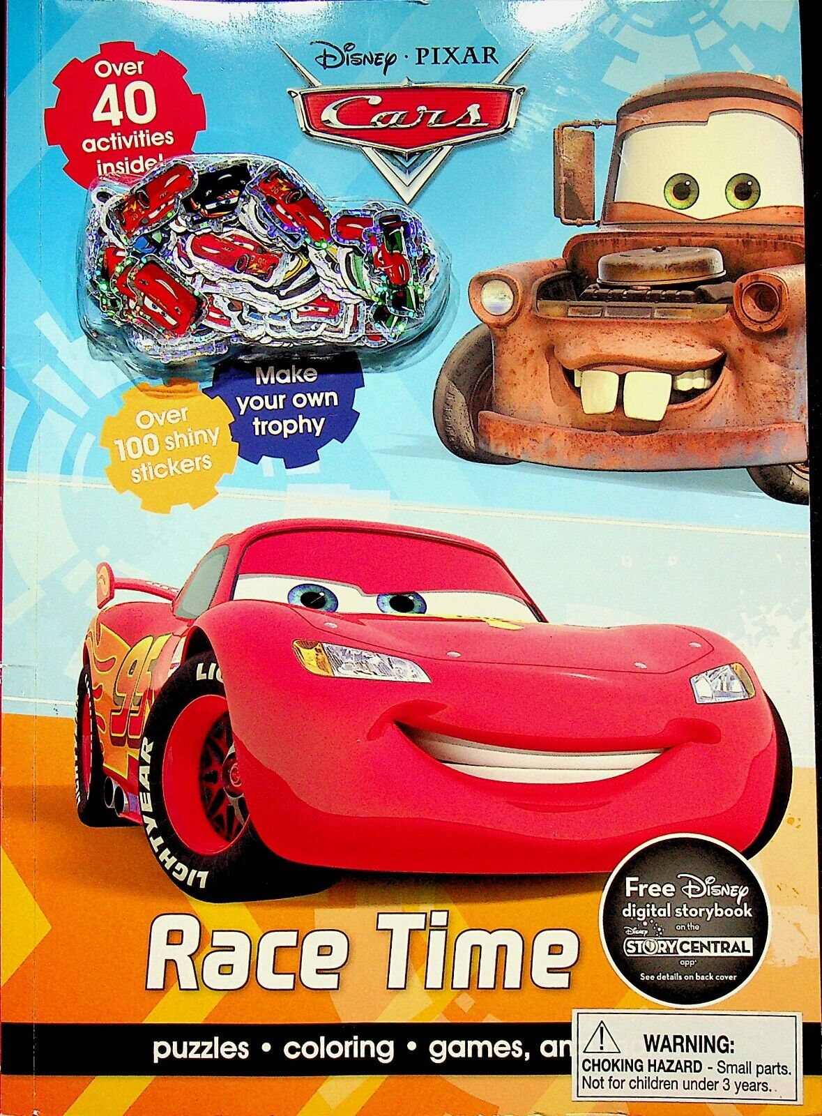 Disney pixar cars race time puzzles coloring games over shiny stickers