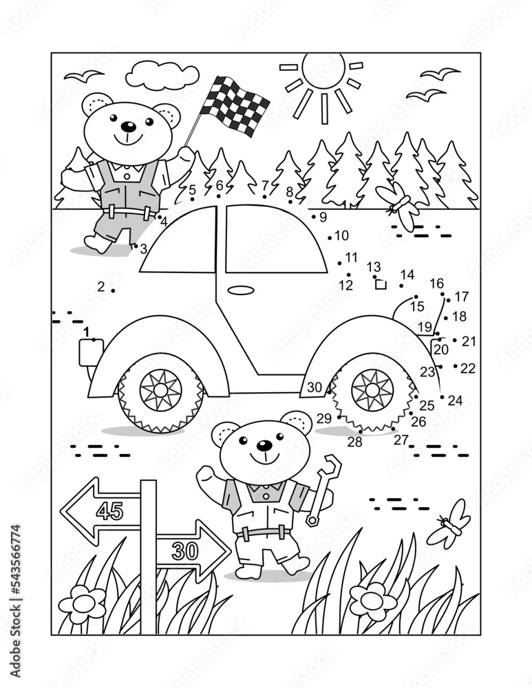 Bear mechanics at car race dot