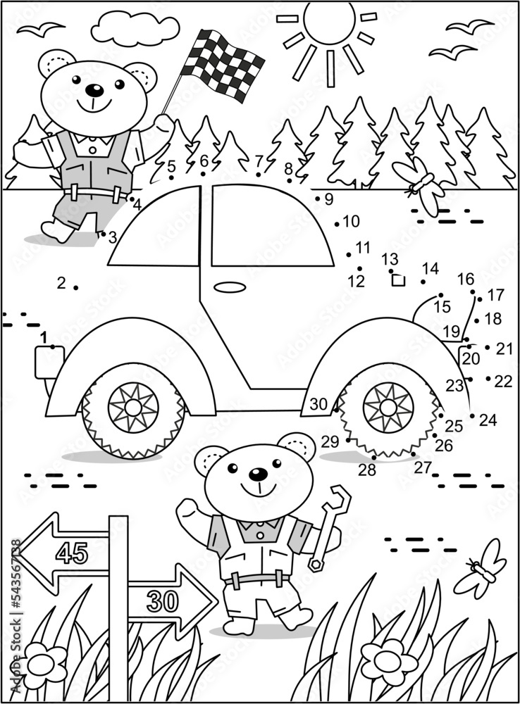 Bear mechanics at car race dot