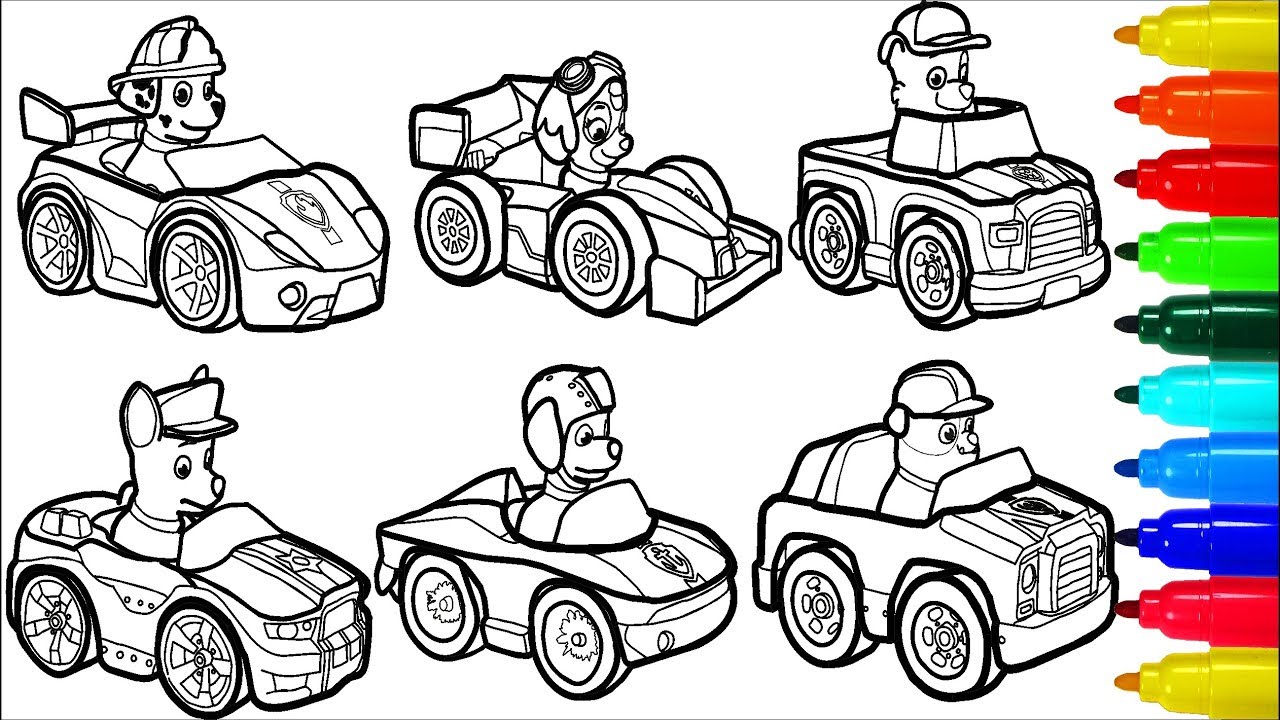 Paw patrol by cars coloring pages colouring pages for kids