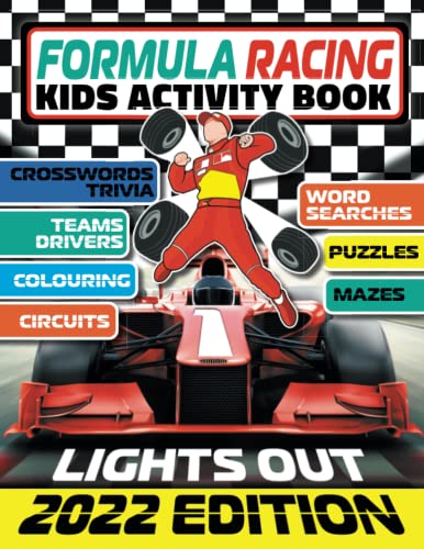 Formula racing kids activity book motor racing trivia puzzles word search crosswords colouring and mazes plus driver car team circuit stats