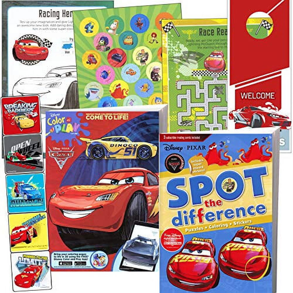 Disney cars coloring book and stickers super set bundle disney cars coloring book with disney cars stickers specialty jumbo reward stickers