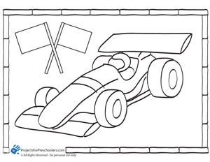 Race car coloring page