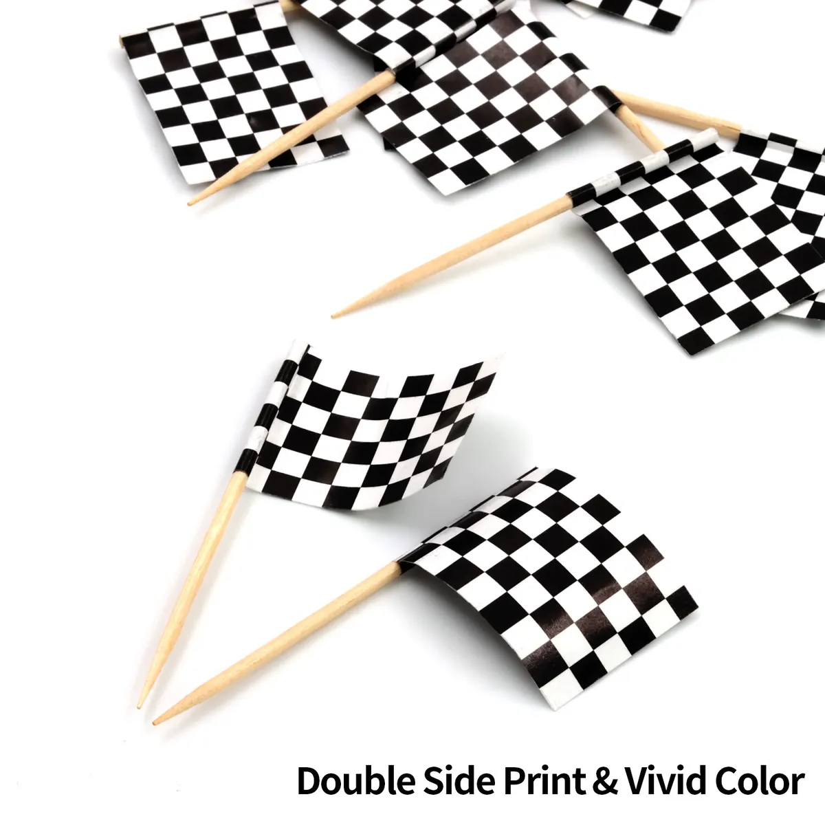 Anley checkered racing flag toothpick cupcakes toppers double sides print pcs