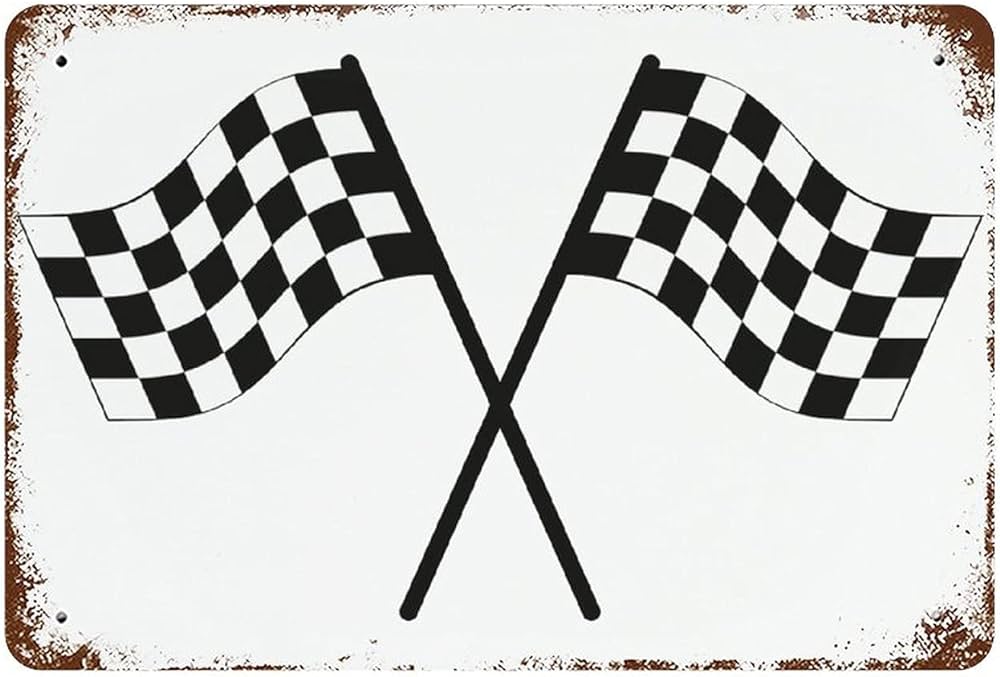 Checkered racing flag metal retro wall pictures hanging picture all print plaque poster iron plate art decorative fashion home