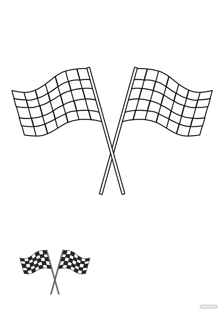 Free racing checkered flag coloring page