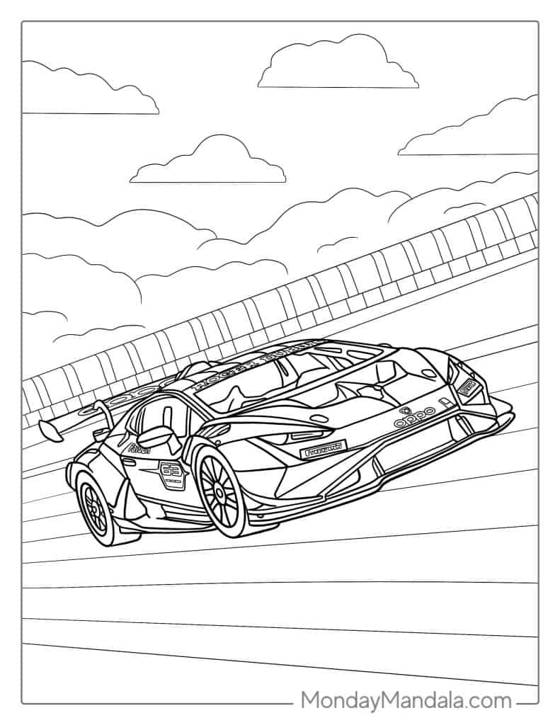 Race car coloring pages free pdf printables