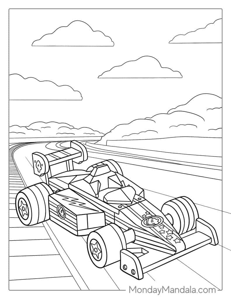 Race car coloring pages free pdf printables