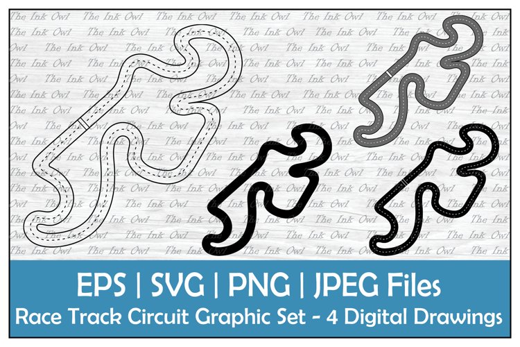 Large race track circuit outline silhouette color clipart