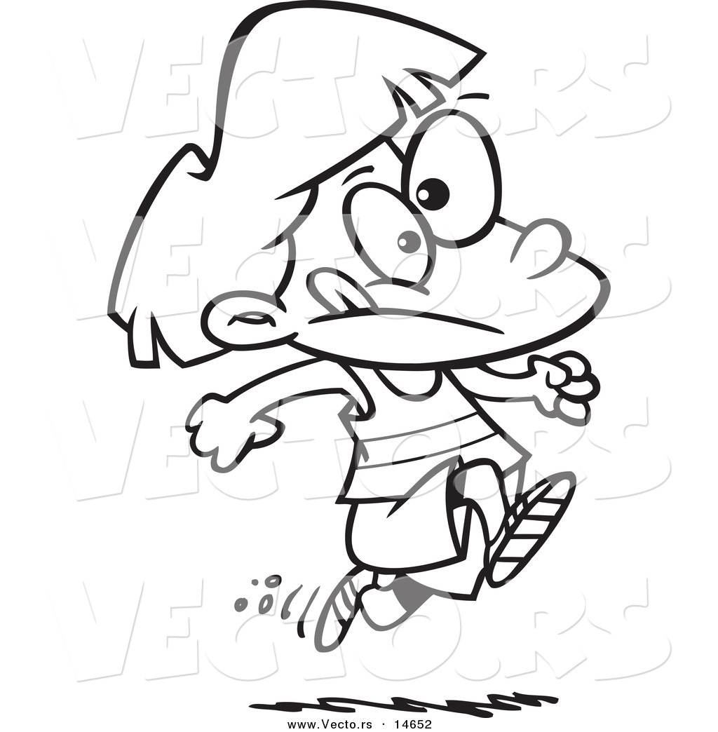 R of a cartoon girl running track