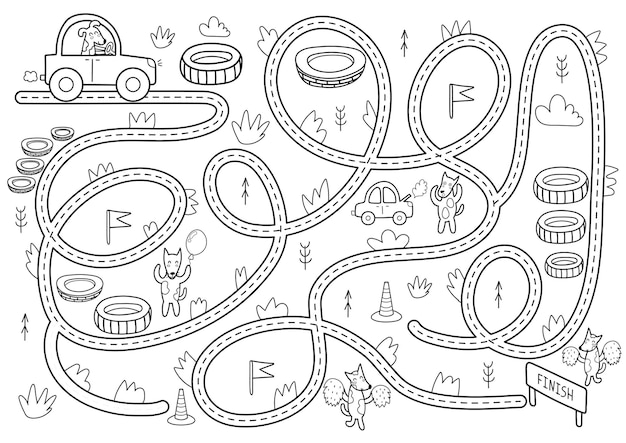 Racing track coloring page vectors illustrations for free download